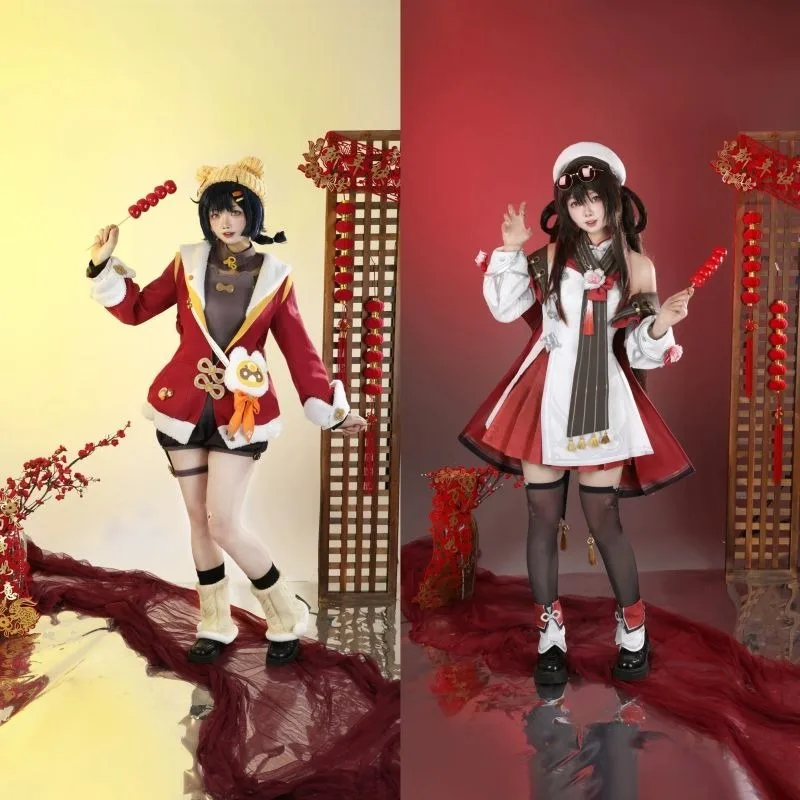 Hutao Xiangling Cosplay Costume Winter Game Genshin Impact New Skin Cherries Snow-Laden New Year Wig Accessory Set Hat Socks
Hutao Xiangling Cosplay Costume Winter Game Genshin Impact New Skin Cherries Snow-Laden New Year Wig Accessory Set Hat Socks