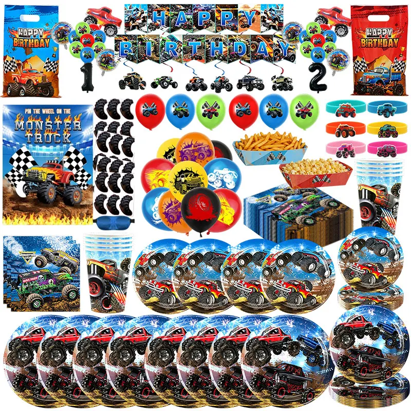 Monster Truck Birthday Party Decoration Tableware Set Plates Cups Napkins Banner Gift Bag Tablecloth Party Balloons Kit Supplies
Monster Truck Birthday Party Decoration Tableware Set Plates Cups Napkins Banner Gift Bag Tablecloth Party Balloons Kit Supplies