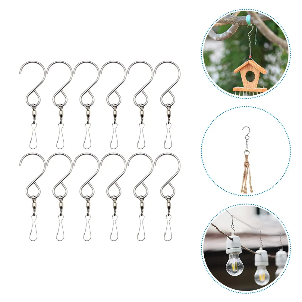 12Pcs Metal Swivel Hooks Lightweight Stainless Steel Rotating Hanging Brackets for Plants Lanterns Wind Socks Spinners Garden
12Pcs Metal Swivel Hooks Lightweight Stainless Steel Rotating Hanging Brackets for Plants Lanterns Wind Socks Spinners Garden