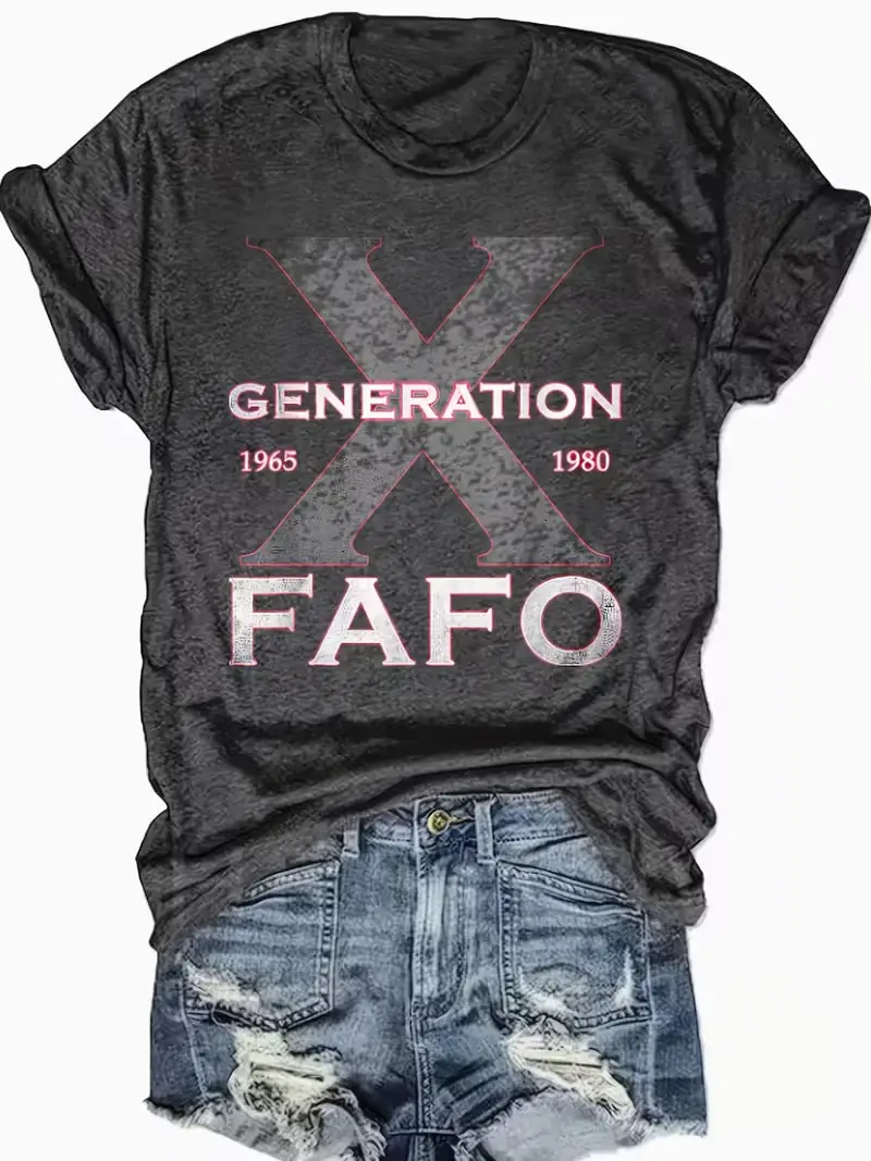 Plus size women's short sleeve T-shirt Generation X Fafo 1965 1980 Everyday comfortable and versatile style summer outfits
Plus size women's short sleeve T-shirt Generation X Fafo 1965 1980 Everyday comfortable and versatile style summer outfits