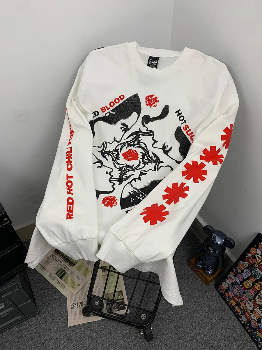Retro Heavyweight Loose Long Sleeve T-Shirt Band Limited Edition Rose Flower Print Cotton Casual Tee
Retro Heavyweight Loose Long Sleeve T-Shirt Band Limited Edition Rose Flower Print Cotton Casual Tee