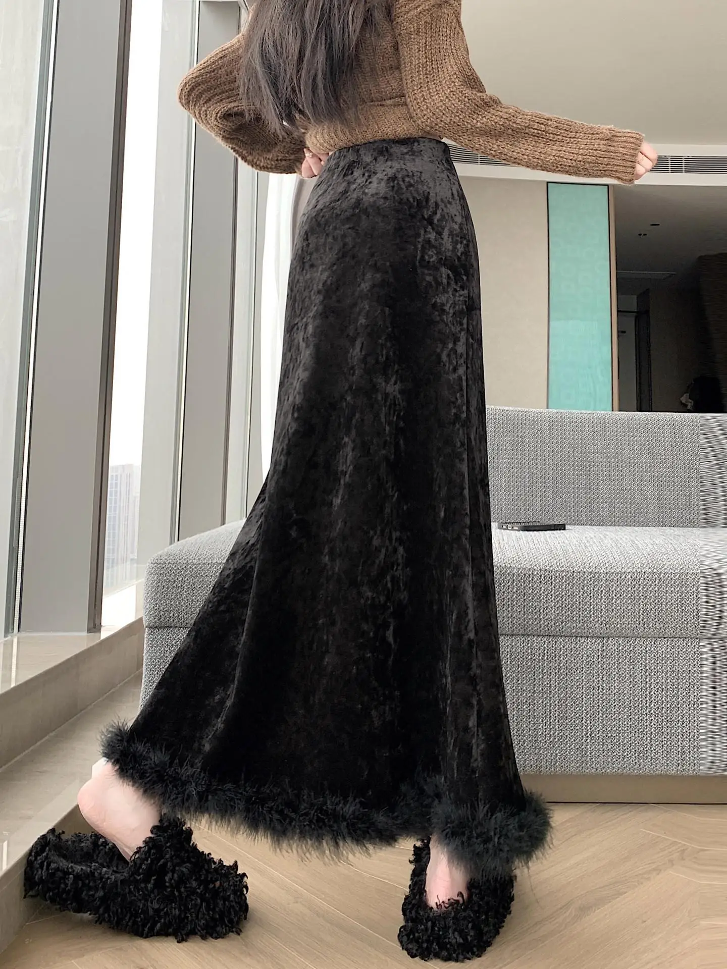 Korean Sle High Waist Furry Skirt Women's Spring Autumn Design Unique Drapey A-Line Fi Tail Wrap around Skirt
Korean Sle High Waist Furry Skirt Women's Spring Autumn Design Unique Drapey A-Line Fi Tail Wrap around Skirt