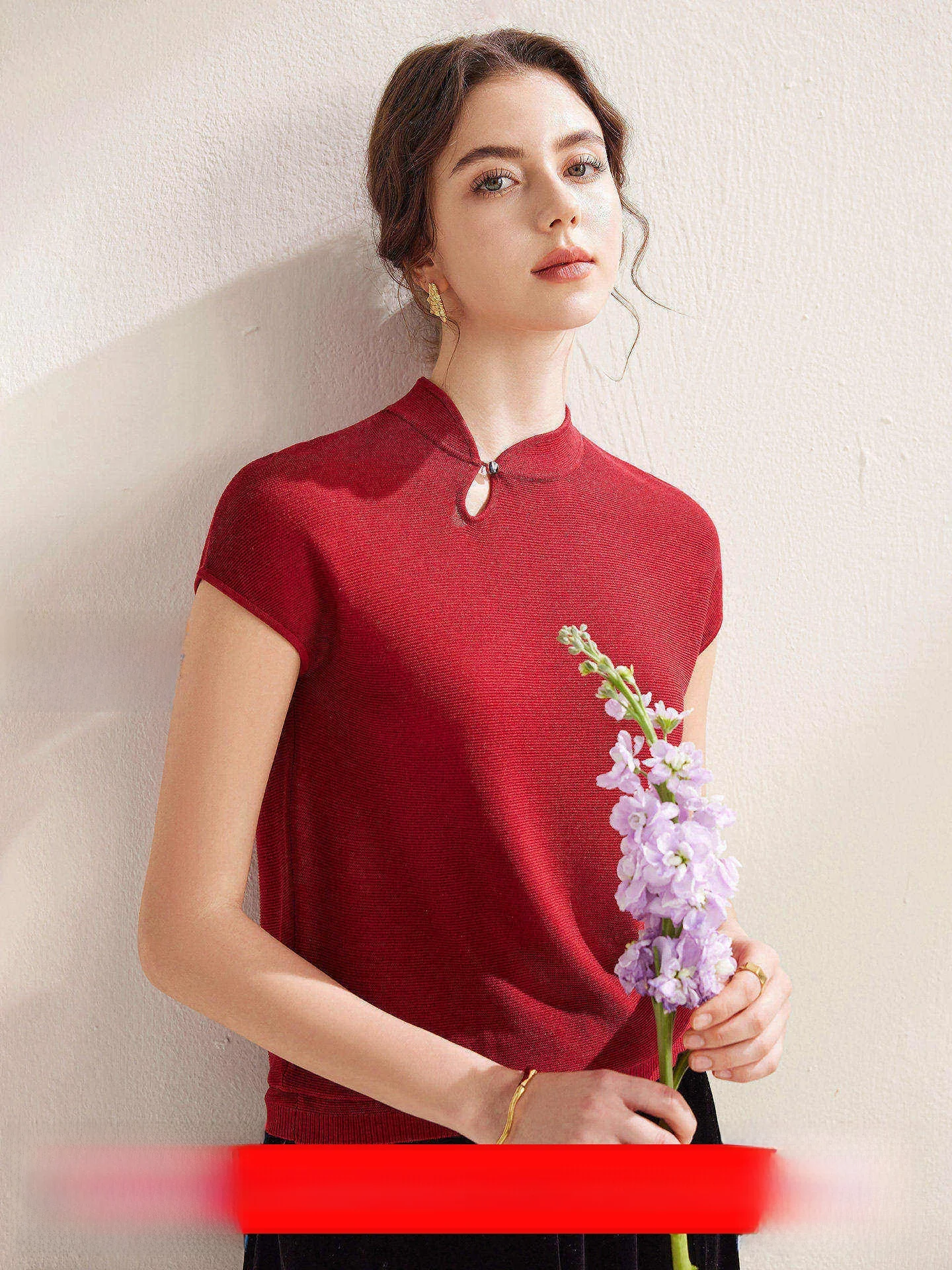 Mao Jun 2026 Spring Summer New Sle RAYON ort Sve Women's Knitted irt Red National Sle Top Casual Loose Fit Stand
Mao Jun 2026 Spring Summer New Sle RAYON ort Sve Women's Knitted irt Red National Sle Top Casual Loose Fit Stand