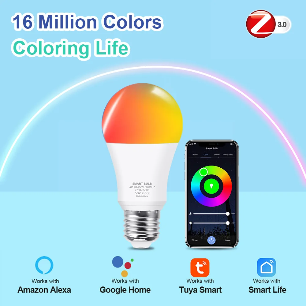 Zigbee E27 Led Light Bulb RGB+WW+CW Tuya Smart Life Led Lamp Smart Home Decor Lighting Voice Control Via Alexa Google
Zigbee E27 Led Light Bulb RGB+WW+CW Tuya Smart Life Led Lamp Smart Home Decor Lighting Voice Control Via Alexa Google