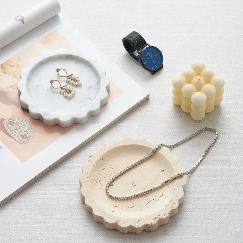 Natural Marble Jewelry Tray Necklaces Earrings Display Travertine Decorative Tray Watch Storage Trays Portable Shooting Props
Natural Marble Jewelry Tray Necklaces Earrings Display Travertine Decorative Tray Watch Storage Trays Portable Shooting Props