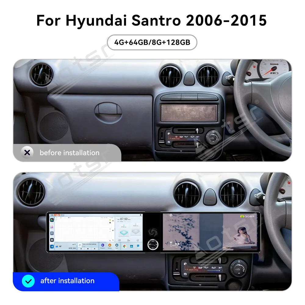 Для Hyundai Santro 2006-2015: 12,3-дюймовое автомобильное радио с двумя экранами на Android 13, мультимедийный видеоплеер, GPS-навигация, Carplay, Wi-Fi
Для Hyundai Santro 2006-2015: 12,3-дюймовое автомобильное радио с двумя экранами на Android 13, мультимедийный видеоплеер, GPS-навигация, Carplay, Wi-Fi