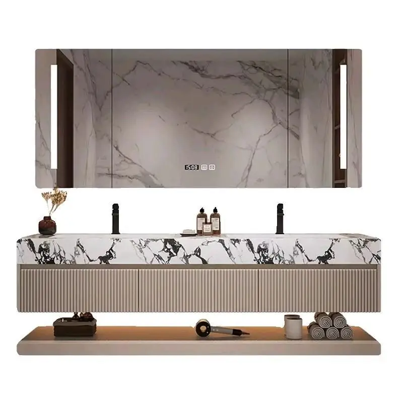 Современный простой шкаф для ванной комнаты, светильник, роскошный отель, встроенная умная каменная плита, бесшовная раковина для мытья лица
Современный простой шкаф для ванной комнаты, светильник, роскошный отель, встроенная умная каменная плита, бесшовная раковина для мытья лица