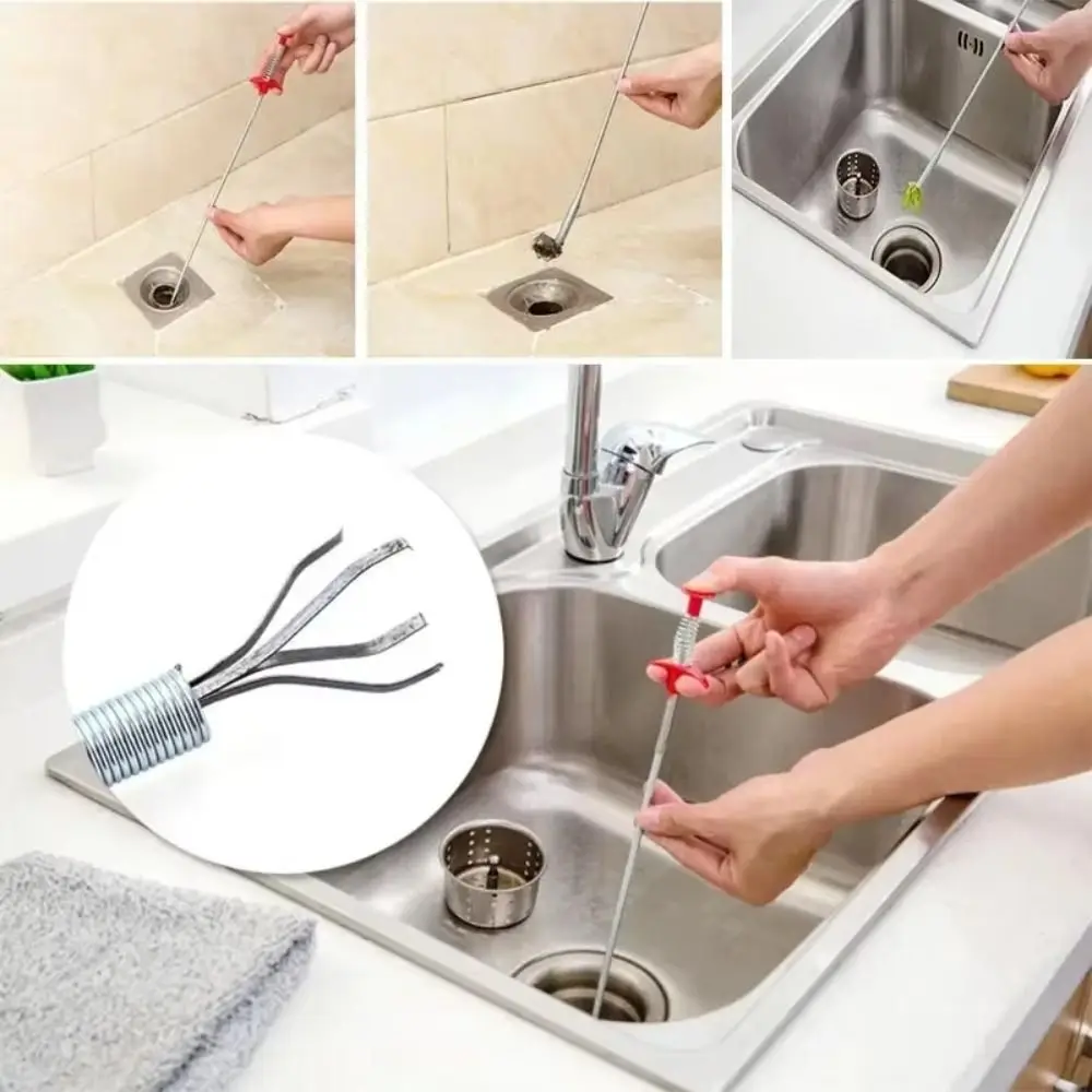 Flexible Design Sink Drain Clog Remover 4 Claw Mechanism Grab Handle Pipeline Dredging Tool Basement Drain Bend Grabber
Flexible Design Sink Drain Clog Remover 4 Claw Mechanism Grab Handle Pipeline Dredging Tool Basement Drain Bend Grabber