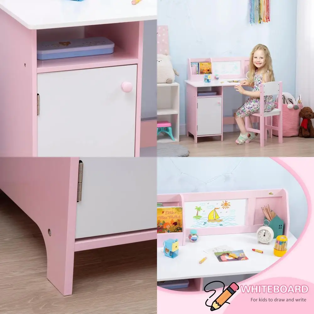 Children's Pink Desk and Chair Set with Whiteboard, Storage, and Art Features
Children's Pink Desk and Chair Set with Whiteboard, Storage, and Art Features