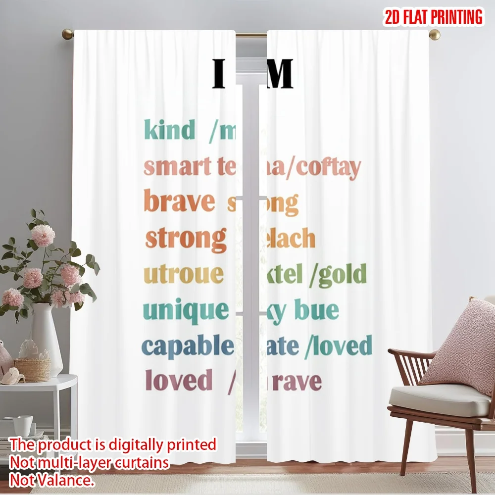2pcs 2D flat printing Curtain I AM Kind Smart Brave Strong Polyester Fabric Without Electricity Seasonal Party & Holiday Decor
2pcs 2D flat printing Curtain I AM Kind Smart Brave Strong Polyester Fabric Without Electricity Seasonal Party & Holiday Decor