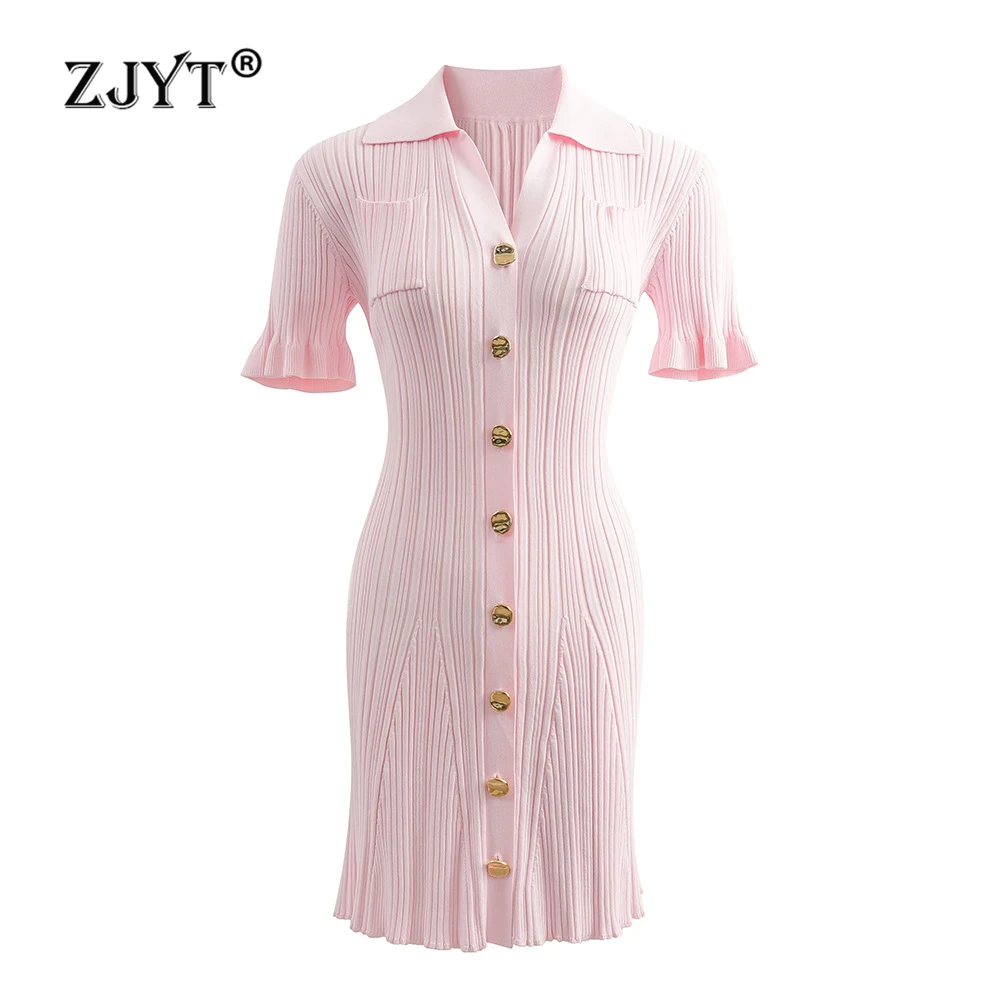ZJYT Elegant Summer Knitting Sweater Dresses for Women 2024 Short Sleeve Pink Sheath Mini Party Dress Female Vestidos Knitwears
ZJYT Elegant Summer Knitting Sweater Dresses for Women 2024 Short Sleeve Pink Sheath Mini Party Dress Female Vestidos Knitwears