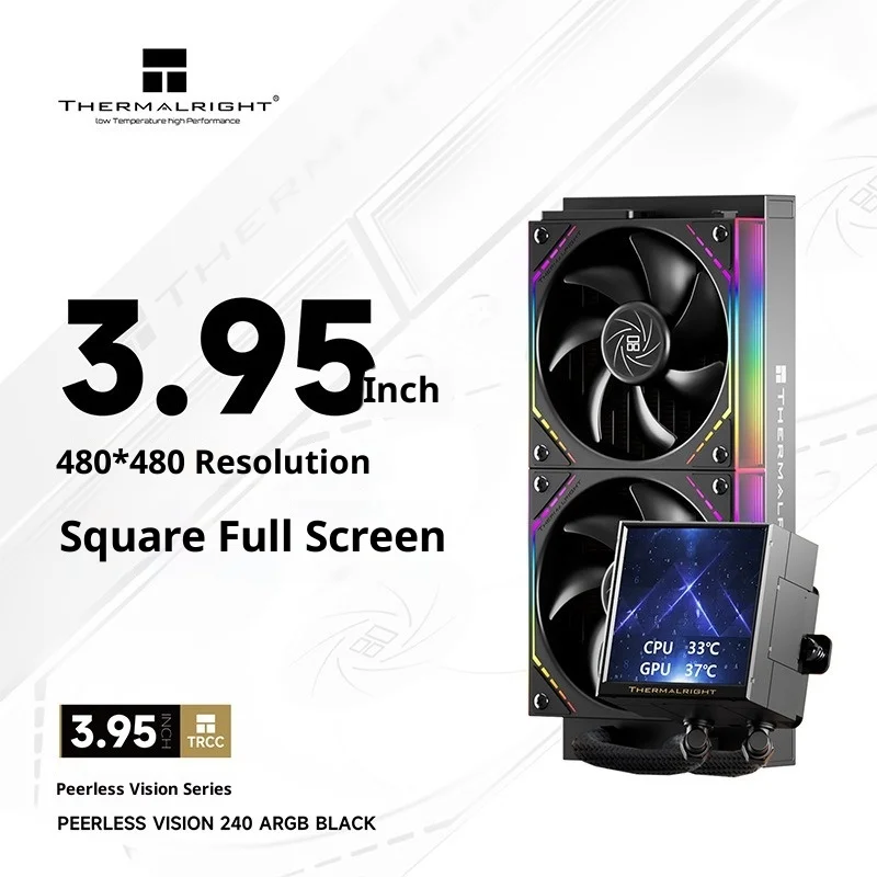 3.95" Square IPS LCD 240mm AIO Cooler, Thermalright PEERLESS VISION 240 ARGB, Custom Video & System Monitor Display
3.95" Square IPS LCD 240mm AIO Cooler, Thermalright PEERLESS VISION 240 ARGB, Custom Video & System Monitor Display