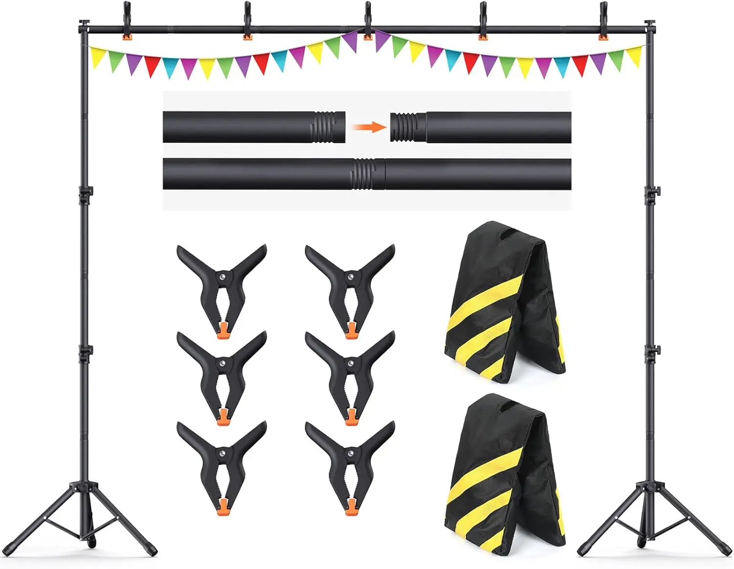 10x7.5Ft Backdrop Stand, Heavy Duty Adjustable Photo Back Drop Stand Kit for Parties
10x7.5Ft Backdrop Stand, Heavy Duty Adjustable Photo Back Drop Stand Kit for Parties