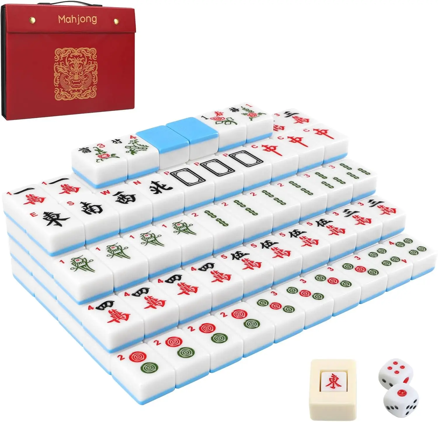 146-Piece Mahjong Set with Manual, 1.4" Tiles, Storage Case for Travel & Party
146-Piece Mahjong Set with Manual, 1.4" Tiles, Storage Case for Travel & Party