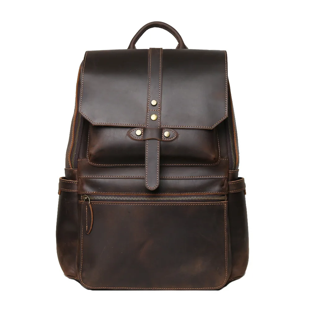 Crazy Horse Leather Men's Backpack Large Capacity Genuine Leather Laptop Backpack Top Grain Cowhide Travel Backpack
Crazy Horse Leather Men's Backpack Large Capacity Genuine Leather Laptop Backpack Top Grain Cowhide Travel Backpack