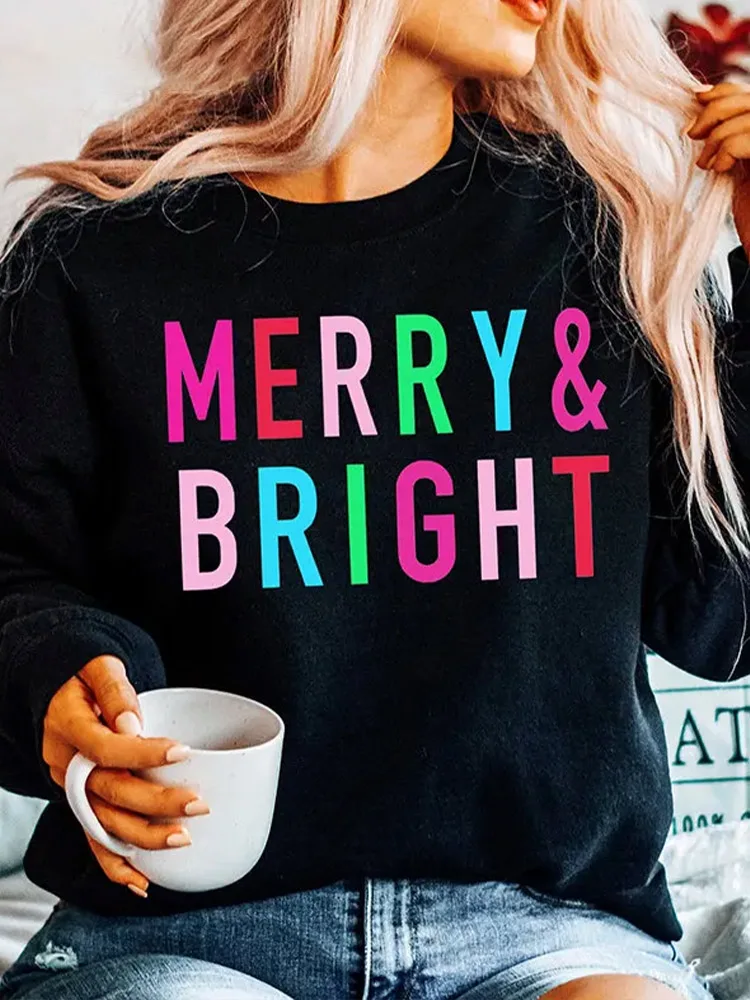 Merry & Bright Women Sweatshirts Long Sleeve Christmas Pullover Hoodie Streetwear Winter Clothes Women Tops Moletom Feminino
Merry & Bright Women Sweatshirts Long Sleeve Christmas Pullover Hoodie Streetwear Winter Clothes Women Tops Moletom Feminino