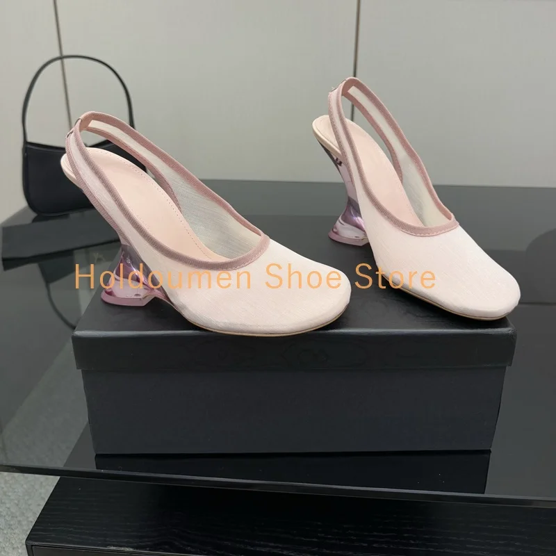 Women's Round Toe Breathable Mesh Summer Sandals Slingback Crystal Strange Style Heel Slip On Back Strap Fashion Catwalk Sandals
Women's Round Toe Breathable Mesh Summer Sandals Slingback Crystal Strange Style Heel Slip On Back Strap Fashion Catwalk Sandals