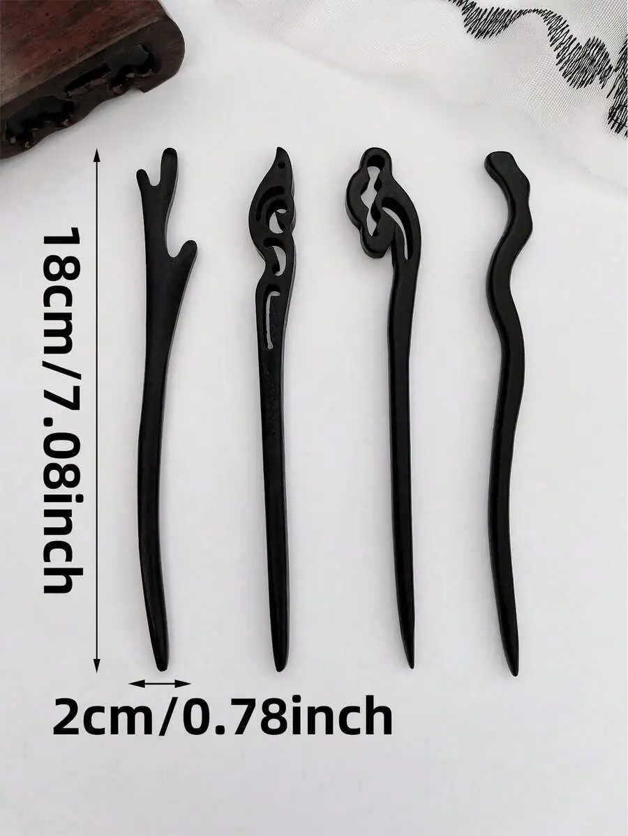 4 Pcs Black Wooden Hair Sticks For Women, Elegant Minimalist Hairpins, Hair Styling Accessories
4 Pcs Black Wooden Hair Sticks For Women, Elegant Minimalist Hairpins, Hair Styling Accessories