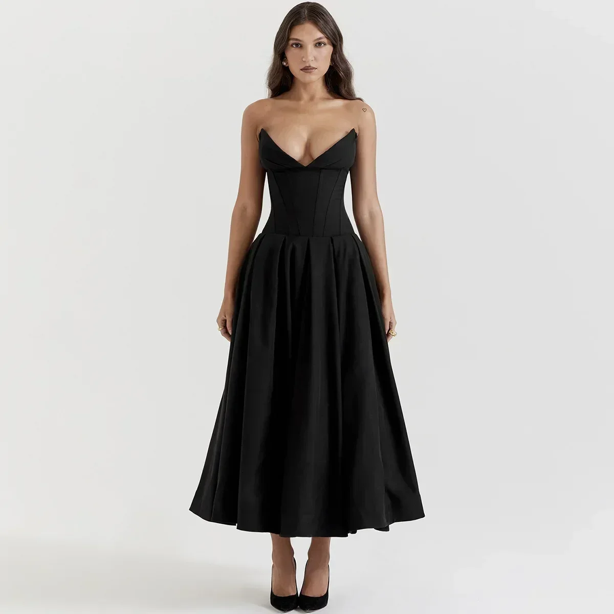 2024 Black Elegant Wedding Event Dress, Sexy Strapless Corset Midi Christmas Party Dress for Women
2024 Black Elegant Wedding Event Dress, Sexy Strapless Corset Midi Christmas Party Dress for Women