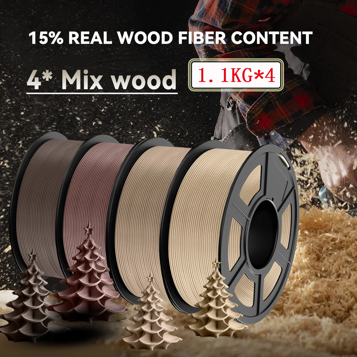 JAYO 3D Wood PLA Printer Filament 1.75mm 15% Real Wood Fibers Dimensional Accuracy +/- 0.02mm Fits Most FDM 3D Printers 4 Rolls
JAYO 3D Wood PLA Printer Filament 1.75mm 15% Real Wood Fibers Dimensional Accuracy +/- 0.02mm Fits Most FDM 3D Printers 4 Rolls