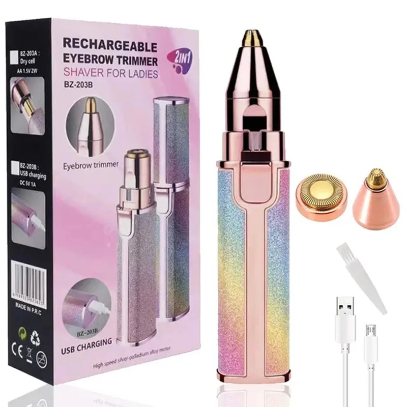 Portable 2 IN 1 Electric Epilator Eyebrow Trimmer Women's Body Facial Lip Epilator Rechargeable Mini Painless Razor Shave Shaver
Portable 2 IN 1 Electric Epilator Eyebrow Trimmer Women's Body Facial Lip Epilator Rechargeable Mini Painless Razor Shave Shaver