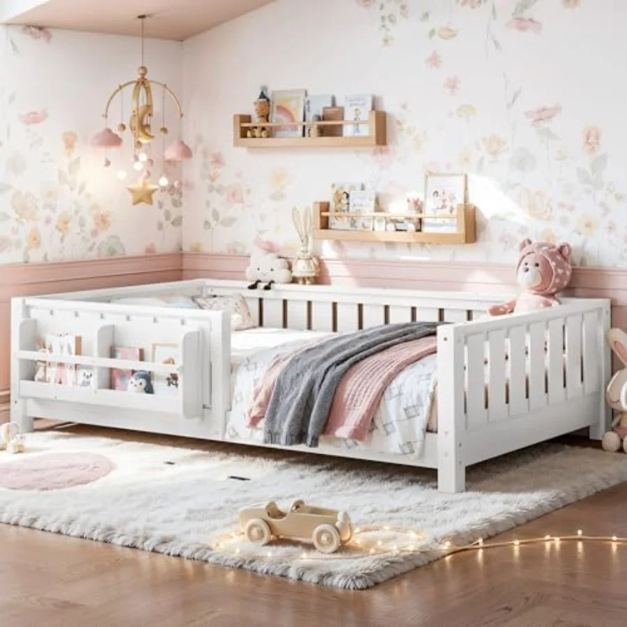 Size Montessori Bed with Rails and Slats, Size Bed with Bookshelf and Fence, Low Profile Montessori Beds Frame for Girls, Boys
Size Montessori Bed with Rails and Slats, Size Bed with Bookshelf and Fence, Low Profile Montessori Beds Frame for Girls, Boys