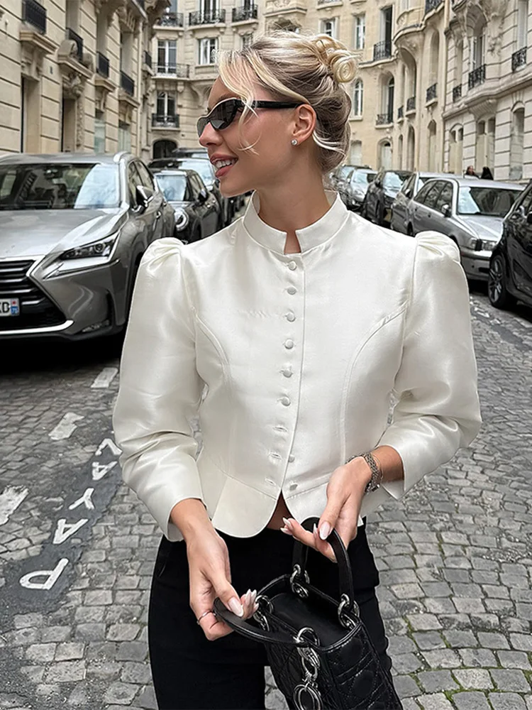 Винтажные атласные блузки-рубашки для женщин с длинным рукавом, на одной пуговице, весна 2026, для офиса и повседневной носки, женские жакеты
Винтажные атласные блузки-рубашки для женщин с длинным рукавом, на одной пуговице, весна 2026, для офиса и повседневной носки, женские жакеты