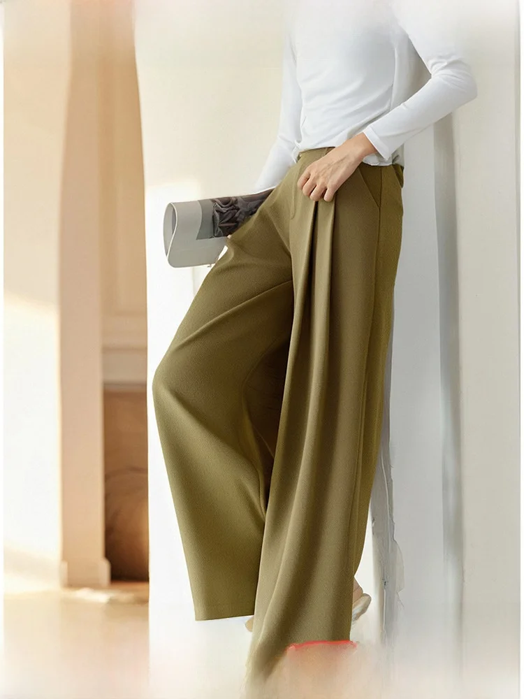 Retro Khaki Wide Leg Pants Women's High Waist Floor-Length Draping Loose Fit Spring New Style Casual Trousers
Retro Khaki Wide Leg Pants Women's High Waist Floor-Length Draping Loose Fit Spring New Style Casual Trousers