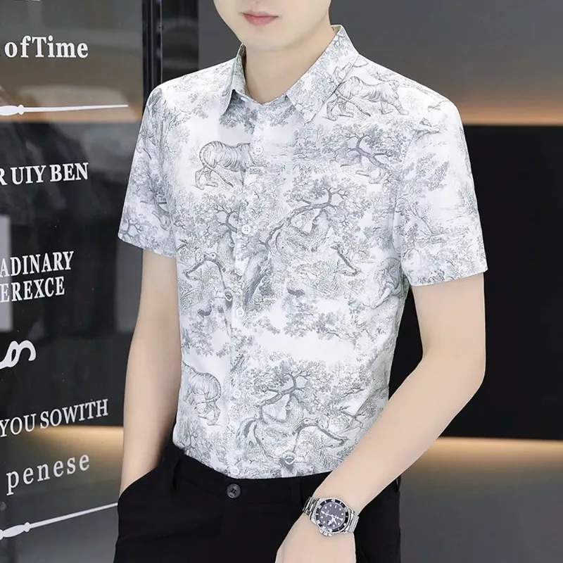Men's Summer Short Sleeve Shirt Casual Printed Slim Fit Button Down Fashion Youth Streetwear Blouse
Men's Summer Short Sleeve Shirt Casual Printed Slim Fit Button Down Fashion Youth Streetwear Blouse