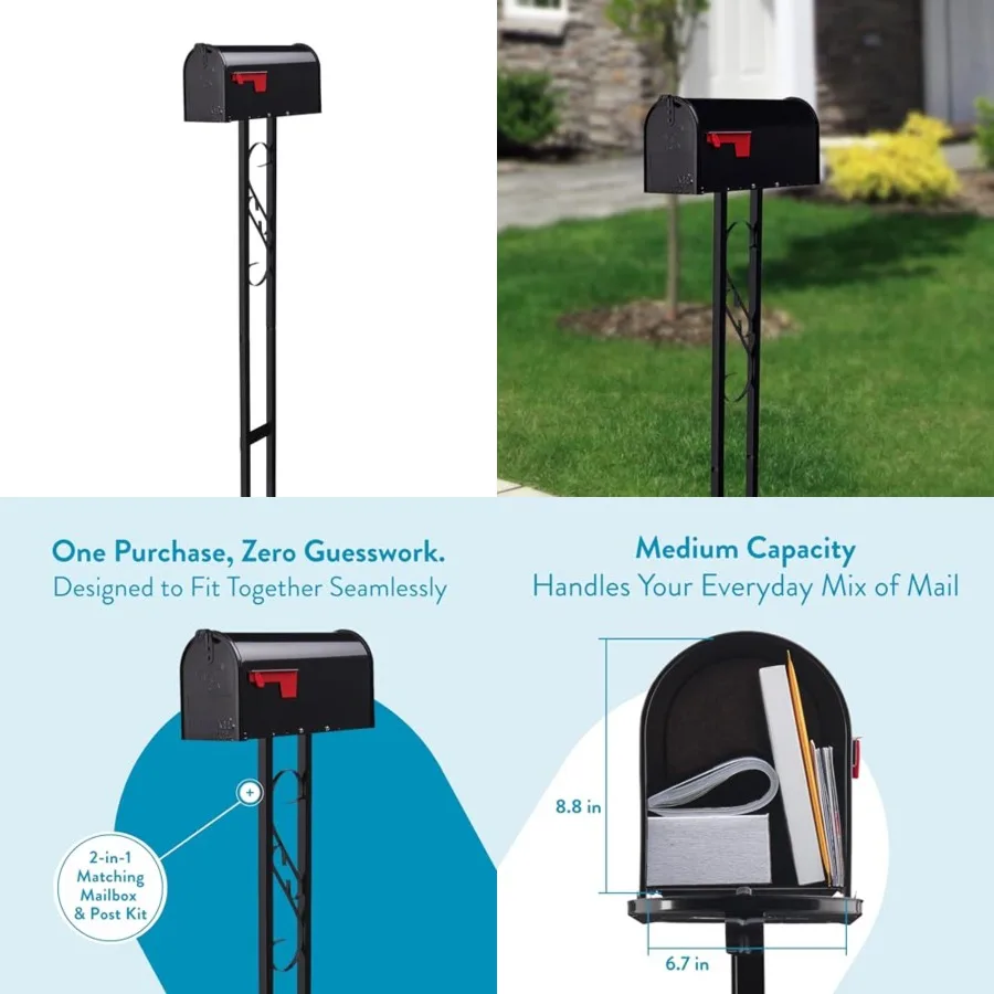 Mailbox-to-Go Weather-Resistant Steel Metal Mail Box for Outside with Post, Black, Medium Curbside Mailbox, USPS Approved for R
Mailbox-to-Go Weather-Resistant Steel Metal Mail Box for Outside with Post, Black, Medium Curbside Mailbox, USPS Approved for R