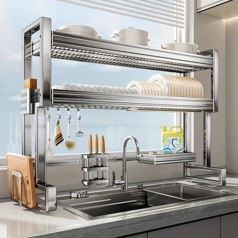 Heavy-Duty Stainless Steel Kitchen Organizer Rack - Space-Saving Countertop & Sink Storage with Drainage System
Heavy-Duty Stainless Steel Kitchen Organizer Rack - Space-Saving Countertop & Sink Storage with Drainage System