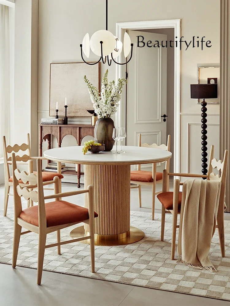 X36 Solid Wood Rock Slab Dining Table And Chair Combination Oak French Retro Round Dining Table Household Small Apartment
X36 Solid Wood Rock Slab Dining Table And Chair Combination Oak French Retro Round Dining Table Household Small Apartment