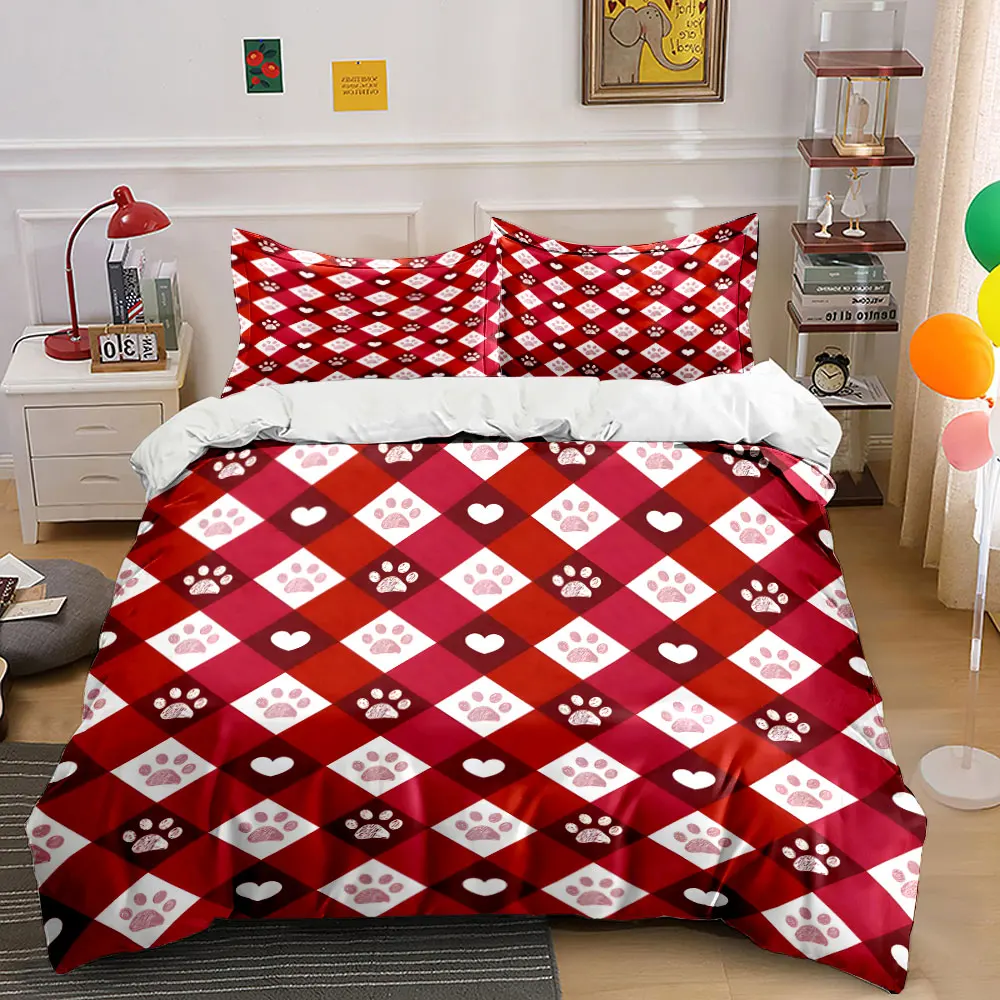 Red and white paw-heart Pattern Duvet Cover Set Digital Print Colorful Polyester Bedding with Zipper Closur for kids gifts
Red and white paw-heart Pattern Duvet Cover Set Digital Print Colorful Polyester Bedding with Zipper Closur for kids gifts