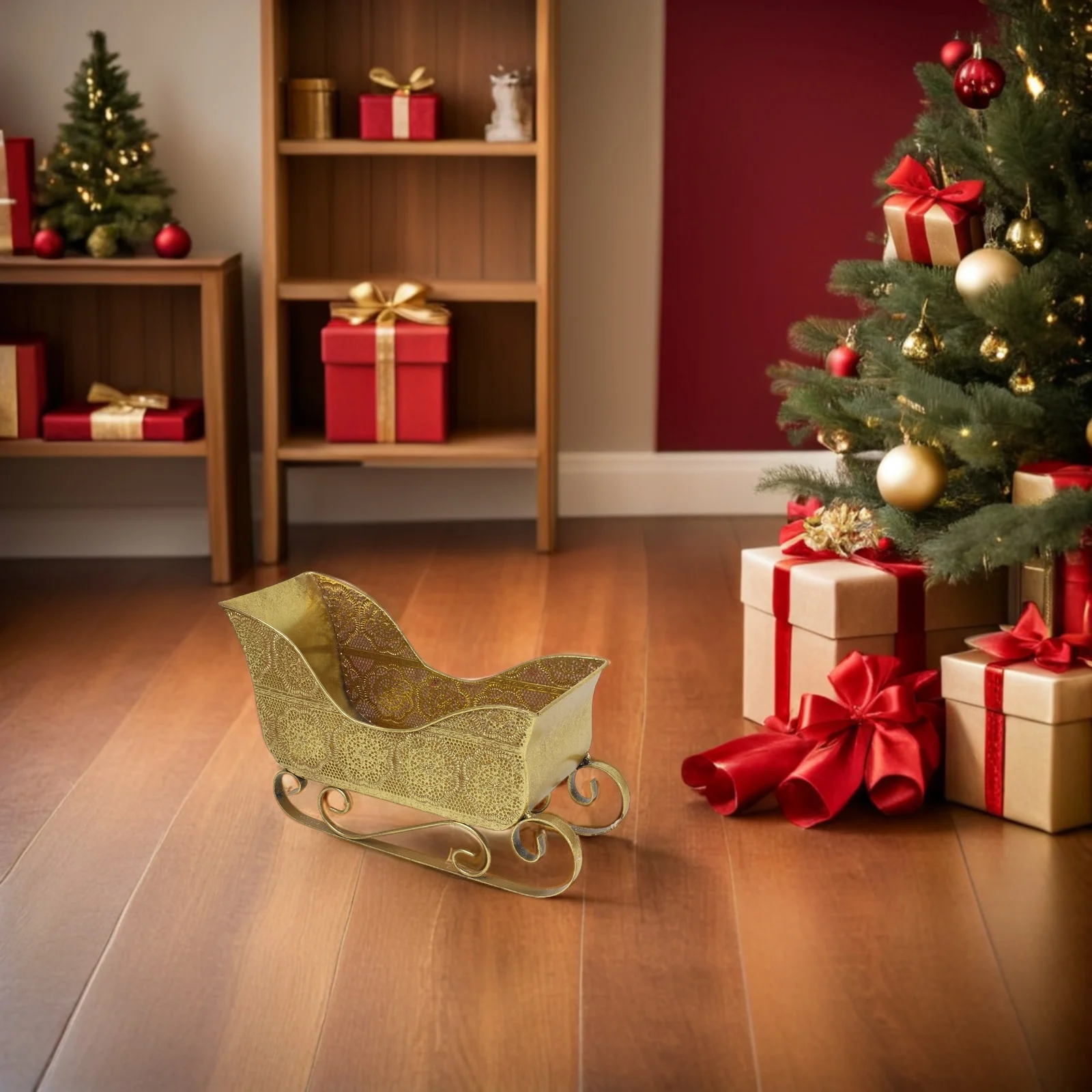 Compact Christmas Sleigh Design - Sturdy Iron Sleigh for Desktop Or Mantel Festive Decoration with Candy Holder Functionality
Compact Christmas Sleigh Design - Sturdy Iron Sleigh for Desktop Or Mantel Festive Decoration with Candy Holder Functionality