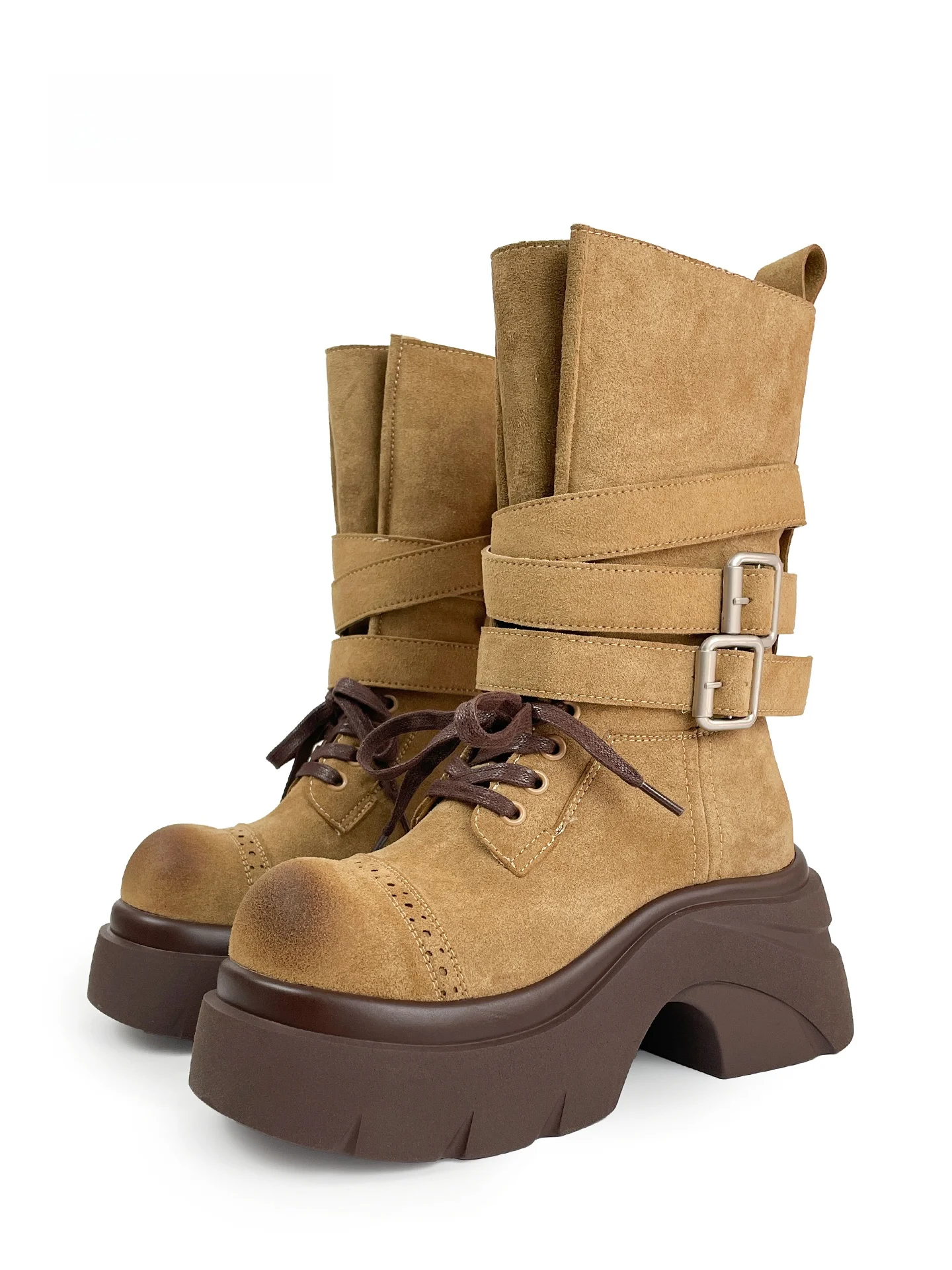 Mib'Vias Retro Boots Women's Fashion Thick Bottom Padded High Heel Shoes round Toe Leather Belt Buckle Winter Boots
Mib'Vias Retro Boots Women's Fashion Thick Bottom Padded High Heel Shoes round Toe Leather Belt Buckle Winter Boots