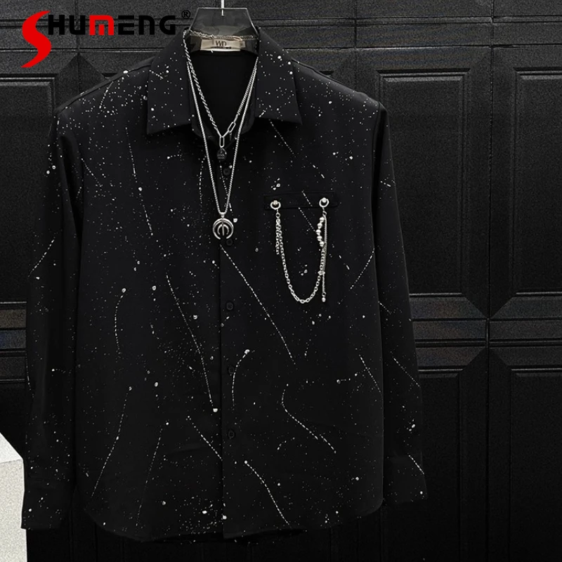 Fashion Starry Sky Hot Diamond Long-sleeve Shirts Men's 2025 Spring Summer New Niche Chain Design Shirts Loose Comfort Chic Tops
Fashion Starry Sky Hot Diamond Long-sleeve Shirts Men's 2025 Spring Summer New Niche Chain Design Shirts Loose Comfort Chic Tops