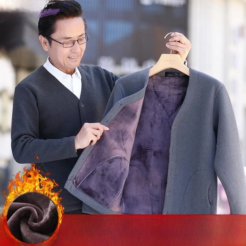 Thickened Fleece Knitted V-Neck Sweater Cardigan Men's Winter Outerwear Cotton Jacket Warm Large Size Dad Clothes
Thickened Fleece Knitted V-Neck Sweater Cardigan Men's Winter Outerwear Cotton Jacket Warm Large Size Dad Clothes
