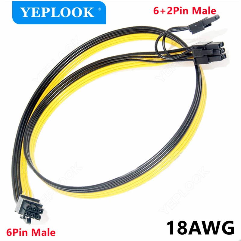 1PCS 6Pin to PCIe 8Pin 6+2Pin Male/Male Power Supply Cable for BTC Ethereum Mining Server Miner Riser, 18AWG Customized Length
1PCS 6Pin to PCIe 8Pin 6+2Pin Male/Male Power Supply Cable for BTC Ethereum Mining Server Miner Riser, 18AWG Customized Length