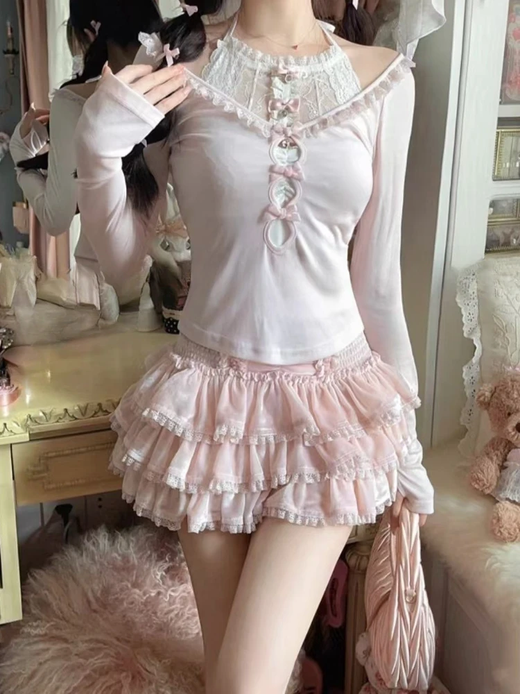 Japanese Fashion Sweet 3 Piece Sets Women Chic Tops + Lace Vest + Fluffy Cake Skirt New Harajuku Sexy Fairy Suits Autumn Winter
Japanese Fashion Sweet 3 Piece Sets Women Chic Tops + Lace Vest + Fluffy Cake Skirt New Harajuku Sexy Fairy Suits Autumn Winter