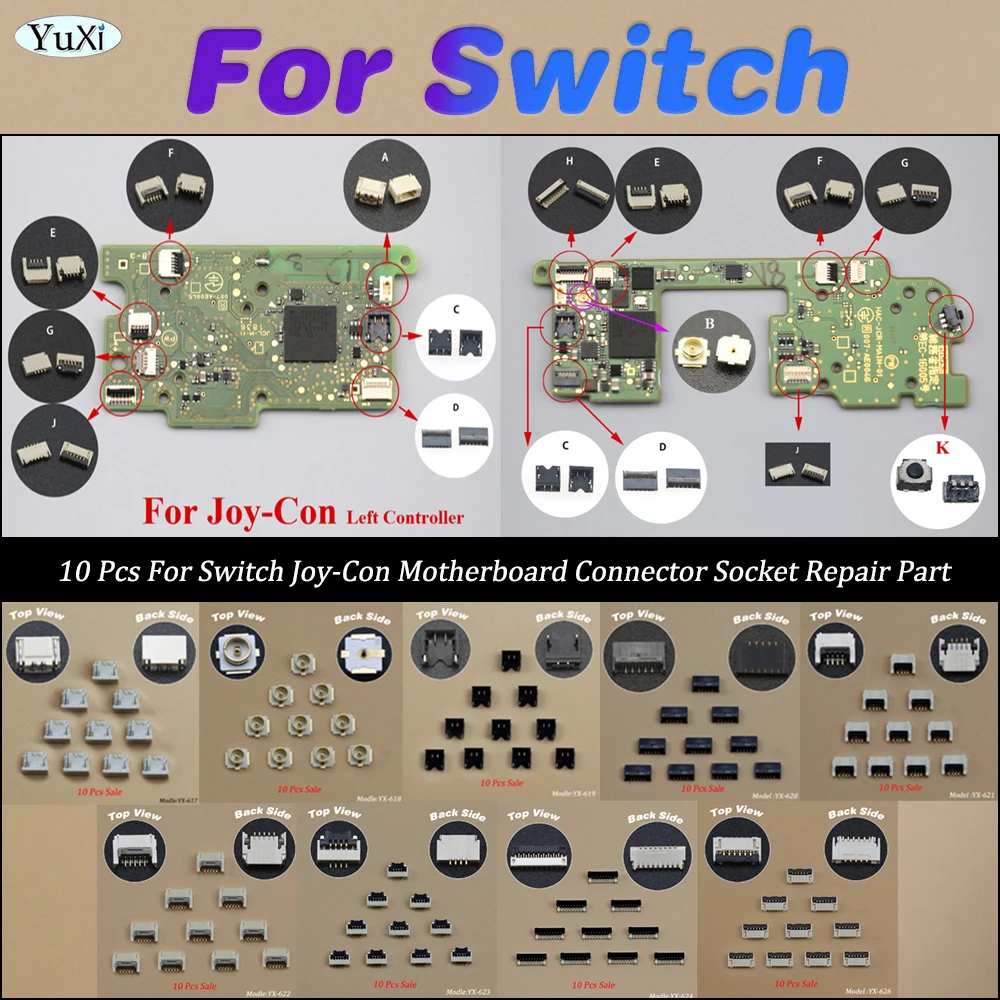 10Pcs For Switch NS Joy-Con Motherboard Flex Cable Clip Ribbon Connector Socket Touch LCD Display Screen Repair Parts
10Pcs For Switch NS Joy-Con Motherboard Flex Cable Clip Ribbon Connector Socket Touch LCD Display Screen Repair Parts