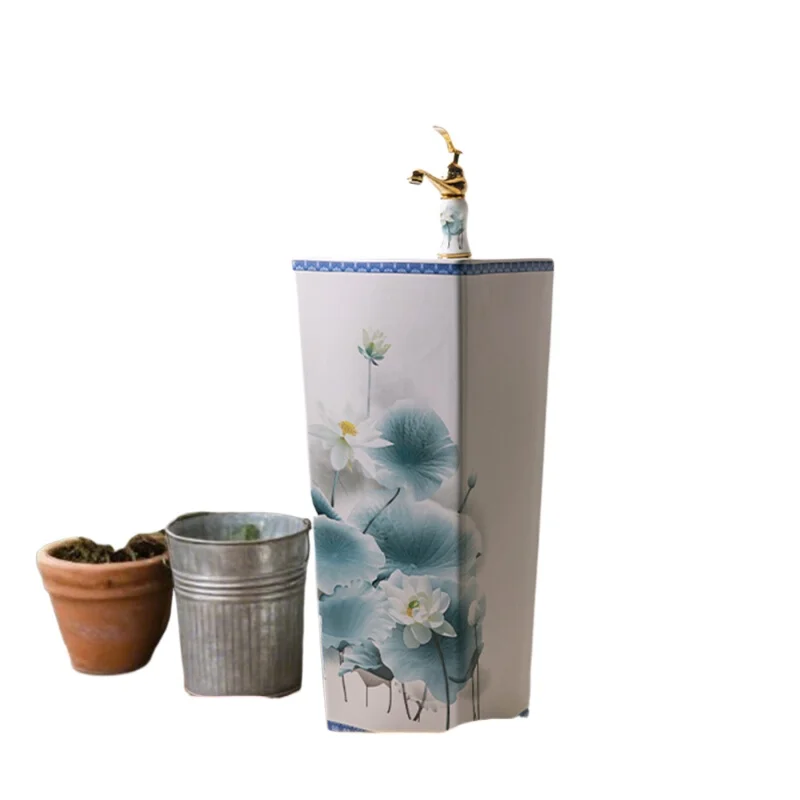 Column basin Ceramic integrated floor-to-ceiling hand wash tray Bathroom balcony Vertical art washbasin
Column basin Ceramic integrated floor-to-ceiling hand wash tray Bathroom balcony Vertical art washbasin