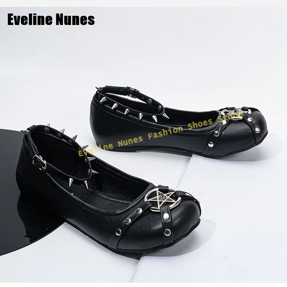 Rivet Gothic Style Dark Pumps Round Toe Flat with Shallow Metal Pentagram Decoration Mary Janes Shoes Subculture 2025 Summer
Rivet Gothic Style Dark Pumps Round Toe Flat with Shallow Metal Pentagram Decoration Mary Janes Shoes Subculture 2025 Summer