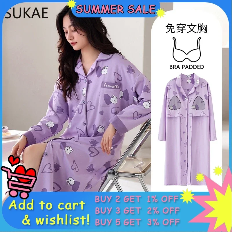 SUKAE бюстгальтер с подкладкой, пижамы M-5XL, большие размеры, хлопковые ночные рубашки, осень-зима, женская ночная рубашка с длинными рукавами, ночная рубашка с v-образным вырезом
SUKAE бюстгальтер с подкладкой, пижамы M-5XL, большие размеры, хлопковые ночные рубашки, осень-зима, женская ночная рубашка с длинными рукавами, ночная рубашка с v-образным вырезом