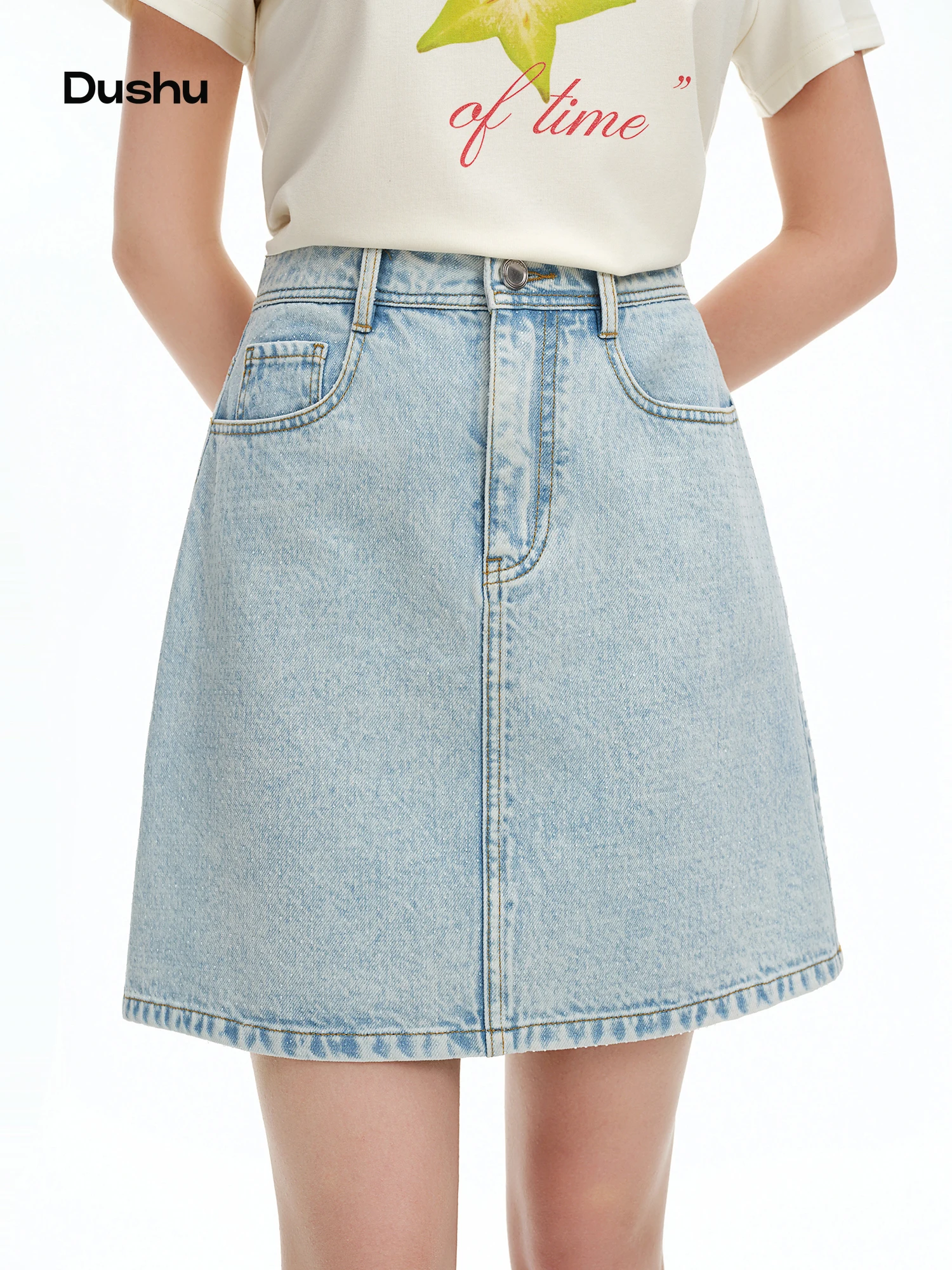 DUSHU Rhinestone Casual High-waisted Midi Skirt Women New Summer 2026 Light Blue Fashionable Thin A-line Pencil Skirt
DUSHU Rhinestone Casual High-waisted Midi Skirt Women New Summer 2026 Light Blue Fashionable Thin A-line Pencil Skirt