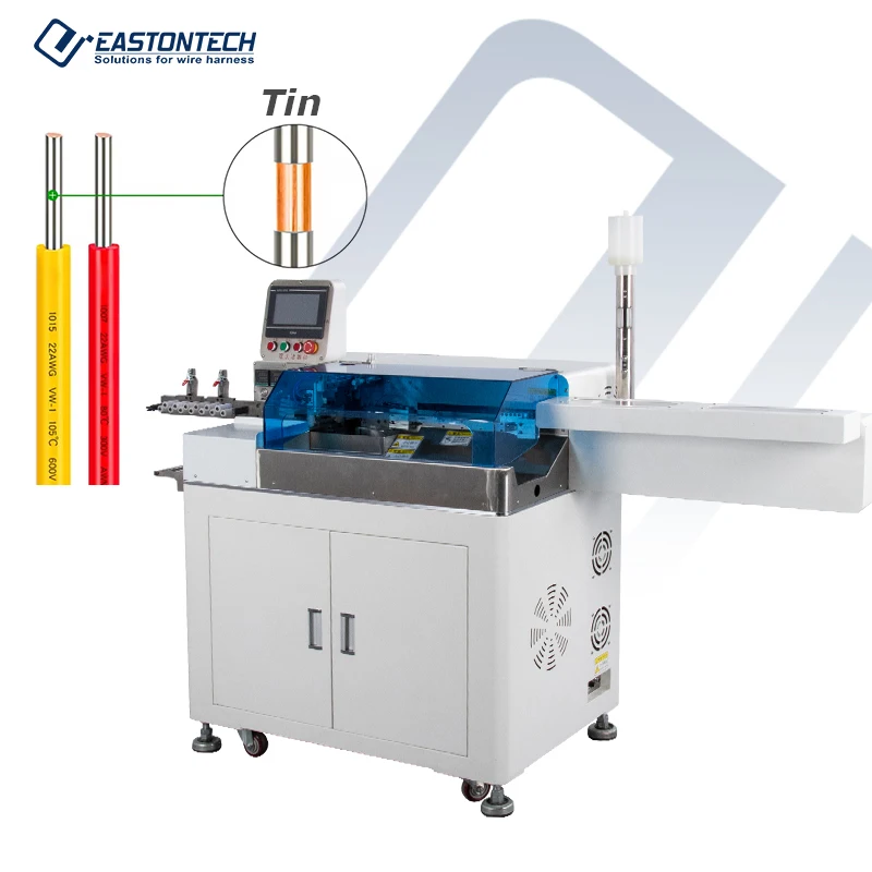 EW-8015 Automatic Double Head Wire Stripping And Tinning Machine Cable AWG10-32 Strip Twist Tin-dipping Equipment
EW-8015 Automatic Double Head Wire Stripping And Tinning Machine Cable AWG10-32 Strip Twist Tin-dipping Equipment