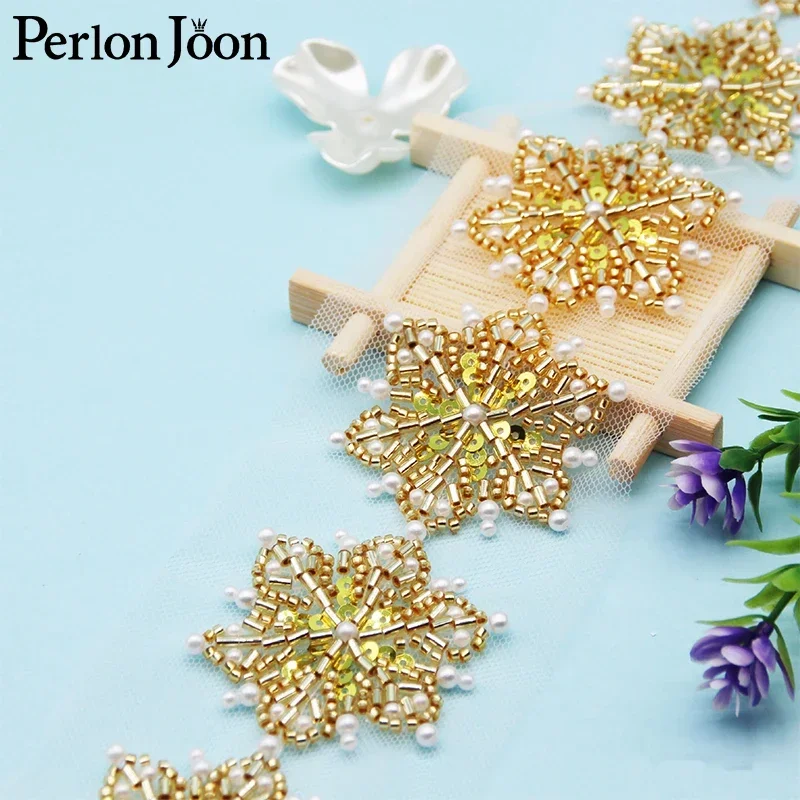 5 Yards Snowflake Shape Pearl Sequin Glass Beaded Imitation Handmade Lace Trim DIY Webbing Decoration for Belt Clothing HB039
5 Yards Snowflake Shape Pearl Sequin Glass Beaded Imitation Handmade Lace Trim DIY Webbing Decoration for Belt Clothing HB039