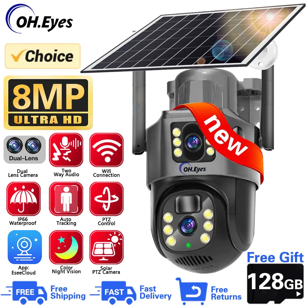 4K 8MP Dual Lens Solar Camera Outdoor Security WiFi Surveillance Cameras With Solar Panel Human Detection WIFI PTZ CCTV Camera
4K 8MP Dual Lens Solar Camera Outdoor Security WiFi Surveillance Cameras With Solar Panel Human Detection WIFI PTZ CCTV Camera