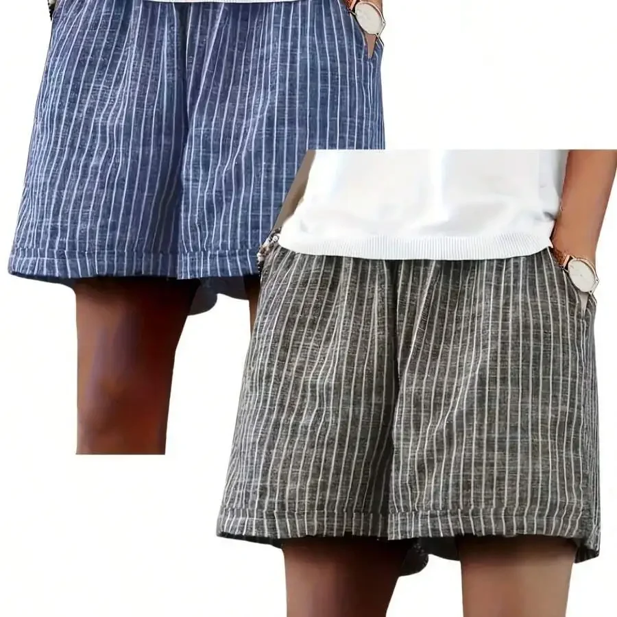 Women Striped Pocket Casual Wide Leg Elastic Waist Shorts
Women Striped Pocket Casual Wide Leg Elastic Waist Shorts