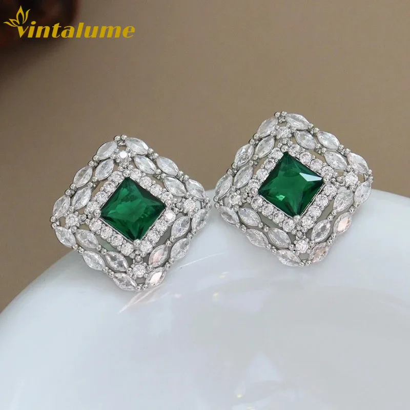 Серьги-гвоздики Vintalume в винтажном французском стиле с кубическим цирконием, медные, с зеленой глазурью, для женщин, крупные, квадратные, сияющие
Серьги-гвоздики Vintalume в винтажном французском стиле с кубическим цирконием, медные, с зеленой глазурью, для женщин, крупные, квадратные, сияющие