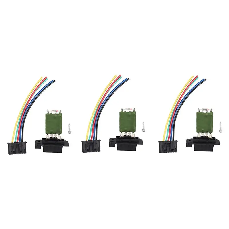 3PCS Heater Blower Motor Resistor Set + 3 Wiring Repair Plug Harness Direct Replacement Fit Corsa Adam Mito 13248240 77364061
3PCS Heater Blower Motor Resistor Set + 3 Wiring Repair Plug Harness Direct Replacement Fit Corsa Adam Mito 13248240 77364061